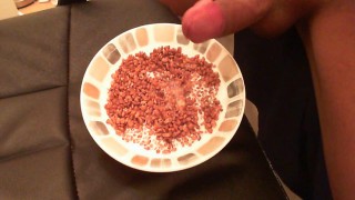 Guy Eats Own Sperm Cum cereal coco pops and cum