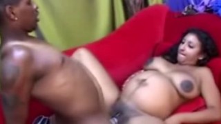 Pregnant ebony babe having hot sex with her man