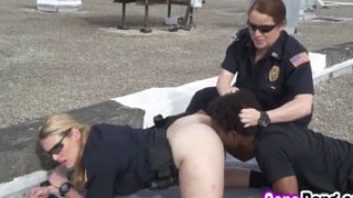 Cops Maggie And Joslyn Take Black Cock Outdoors