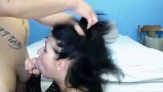 Mouth fucked deep throat blowjob